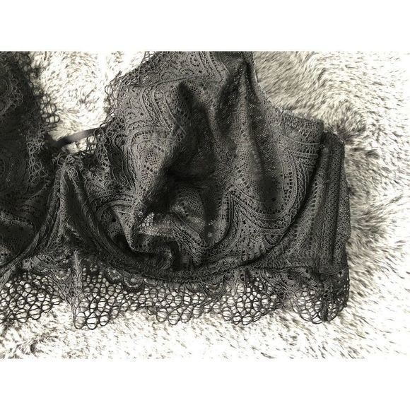 Gilligan and O’Malley Lace Bralette LARGE Black Sheer Underwire Sexy Double Hook - Picture 2 of 9